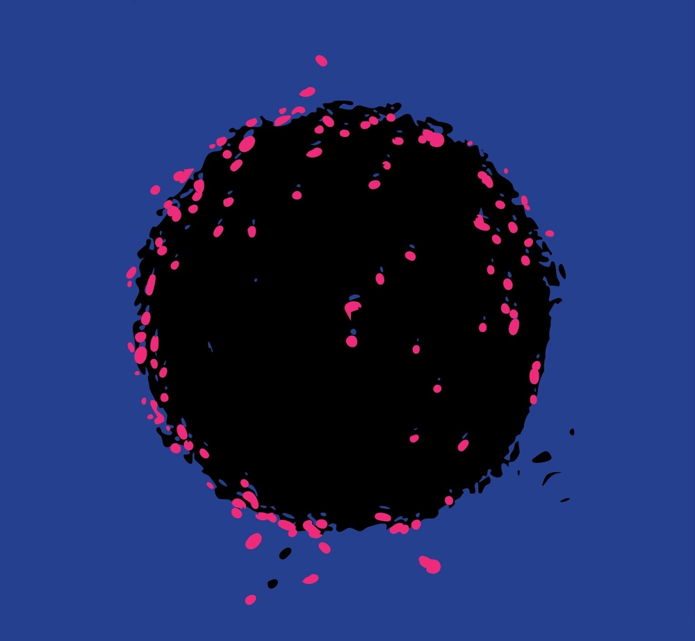 ציור של כדור ונקודות סגולות
